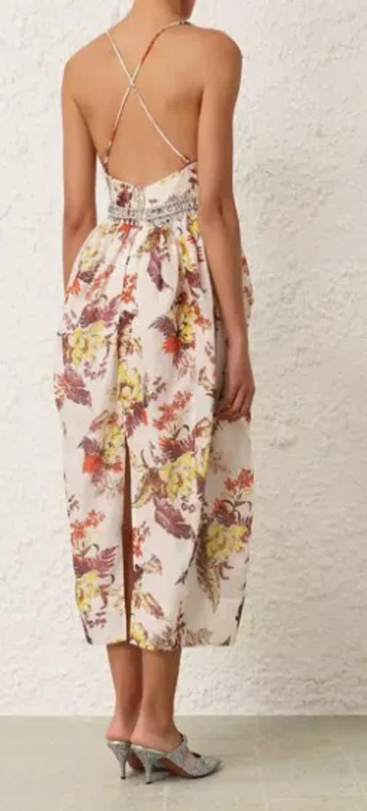 Zimmermann Matchmaker Tulip Linen Silk Blend Floral Midi Dress Size 1 - Image 2