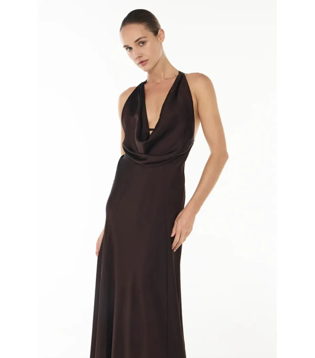 Manning Cartell Charmed Cowl Slip Maxi Dress in Dark Chocolate Brown AU 6  - Image 3