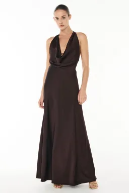 Manning Cartell Charmed Cowl Slip Dress in Dark Chocolate Brown Size AU 12 for rent on The Volte - image 1