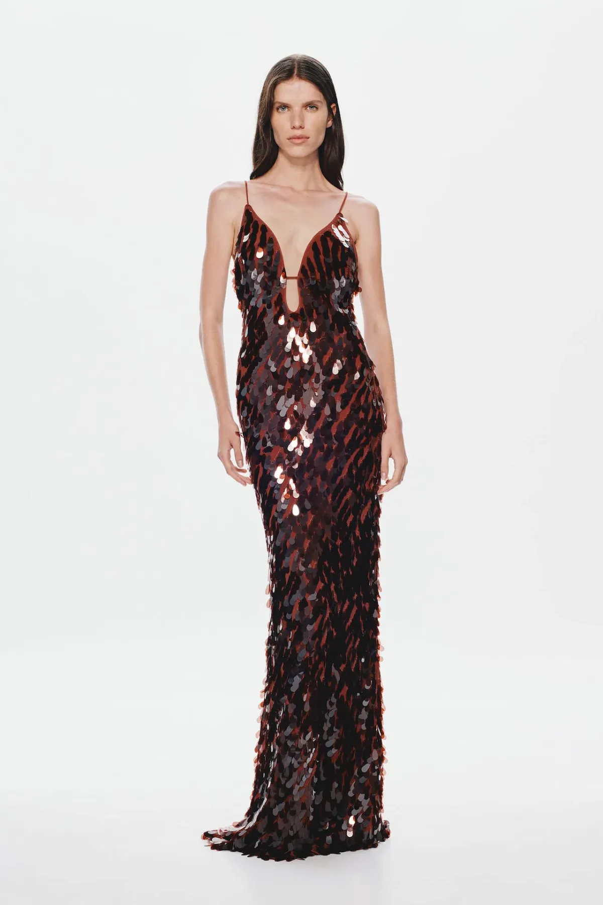 Misha Sapphire Sequin Maxi Dress in Fig Size 8 - Image 1