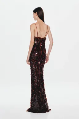 Misha Sapphire Sequin Maxi Dress in Fig Size 8 for rent on The Volte - image 2