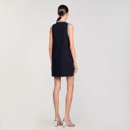 Sandro Rhinestone Embellished Mini Dress Black Size AU 12 for rent on The Volte - image 3