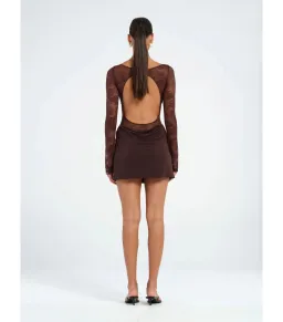 Benni Oskar Mini Dress Brown Size AU 8 for rent on The Volte - image 2