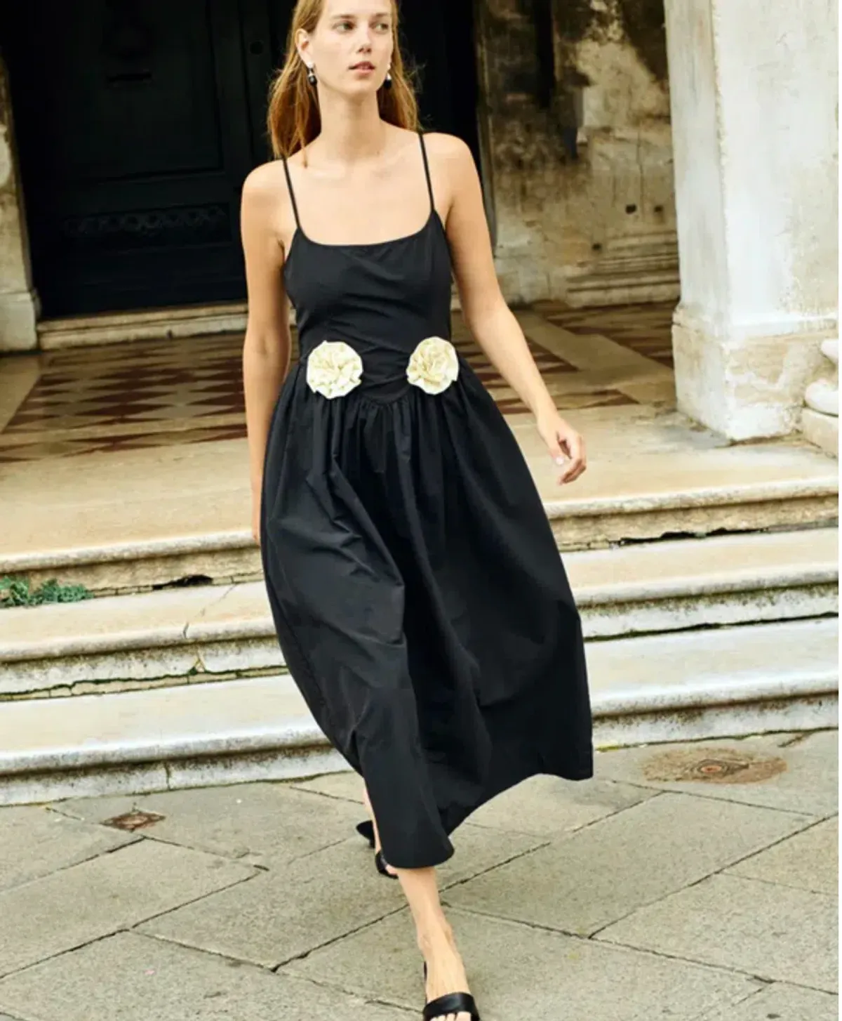 Ciao Lucia Neroni Midi Dress in Black Rosette Size S / AU 8 - Image 2