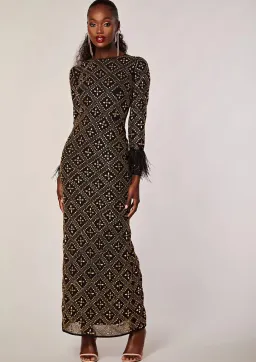 Virgos Lounge Winona Dress Black Gold Size 8  for rent on The Volte - image 1
