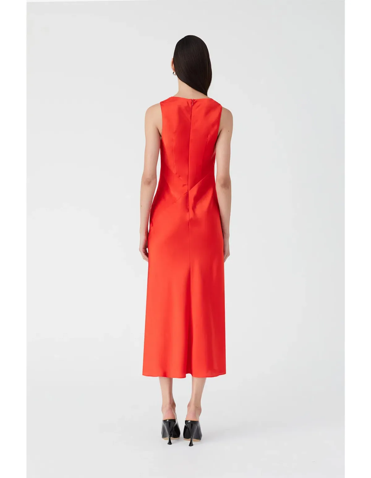 MISHA Ambrosie Satin Midi Dress Vermillion Red Size 12/M - Image 2