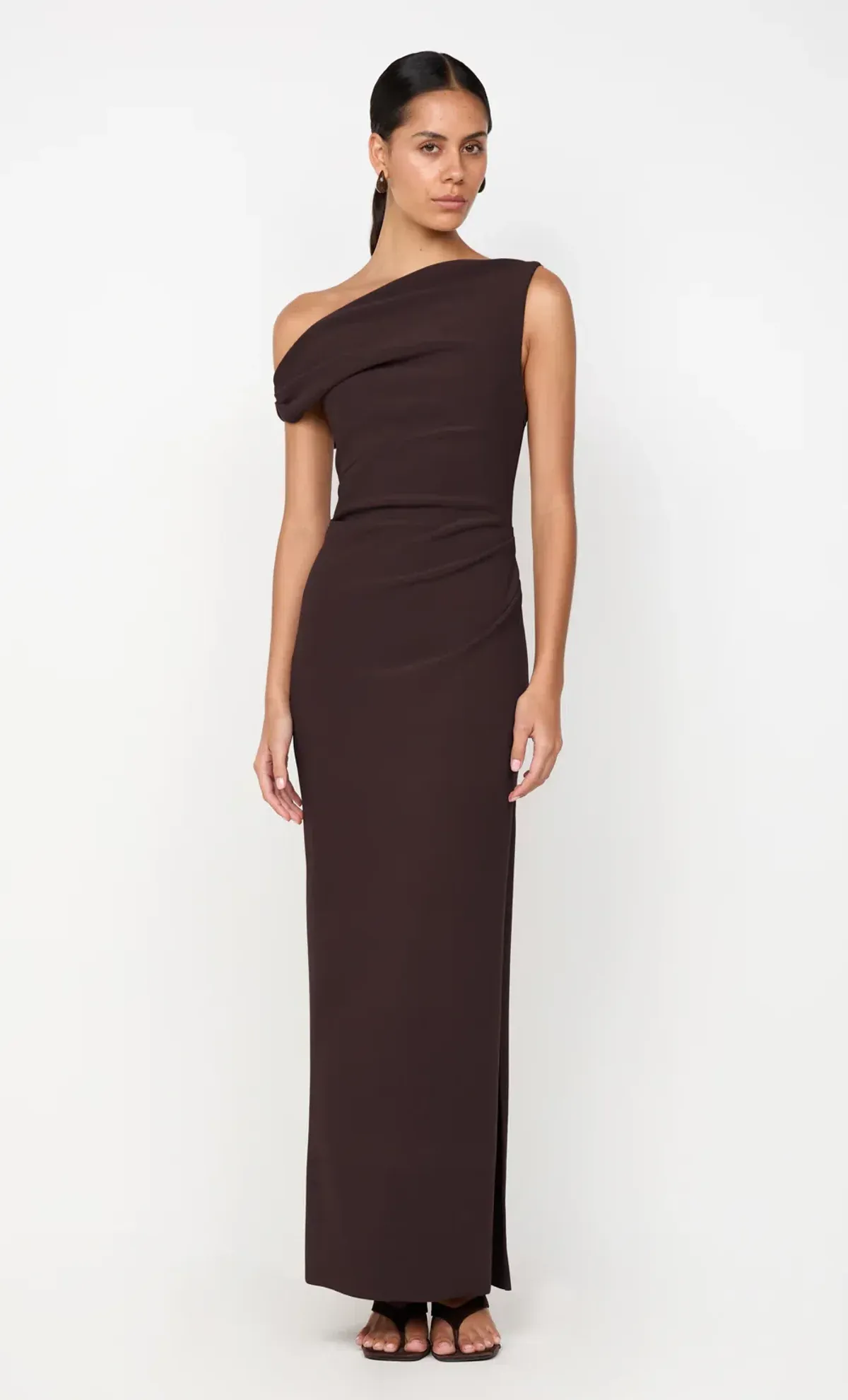 Bec + Bridge Leora Asym Maxi Dress Dark Chocolate Size AU 12 - Image 1