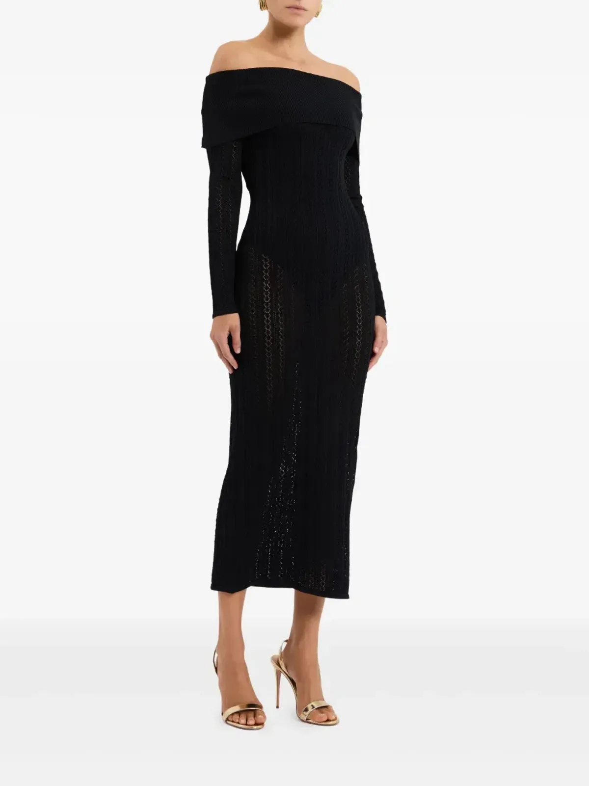 Rebecca Vallance Lorelei Off-shoulder Knitted Black Size AU 8 - Image 3