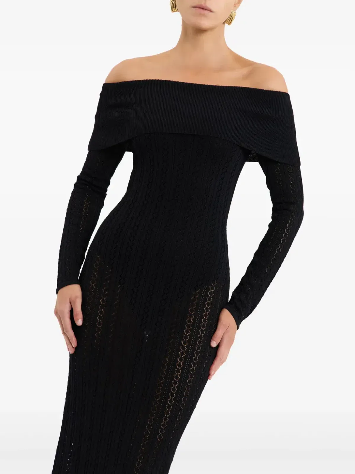 Rebecca Vallance Lorelei Off-shoulder Knitted Black Size AU 8 - Image 5