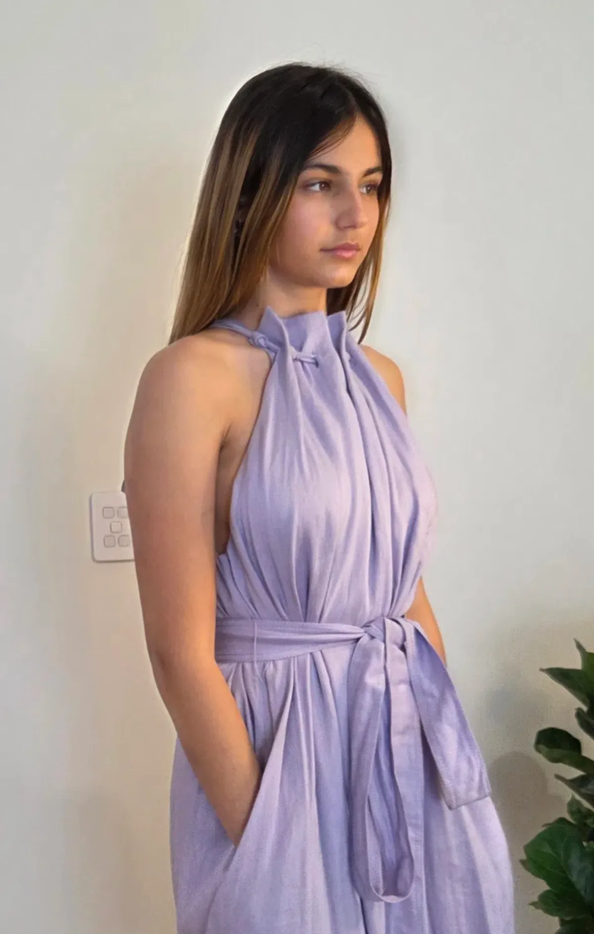 Aje Mariel Trapeze Midi Dress Lilac Size 10 - Image 3