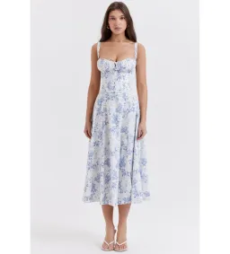 House of CB Carmen Midi Blue Print Bustier Size XS for rent on The Volte - image 4