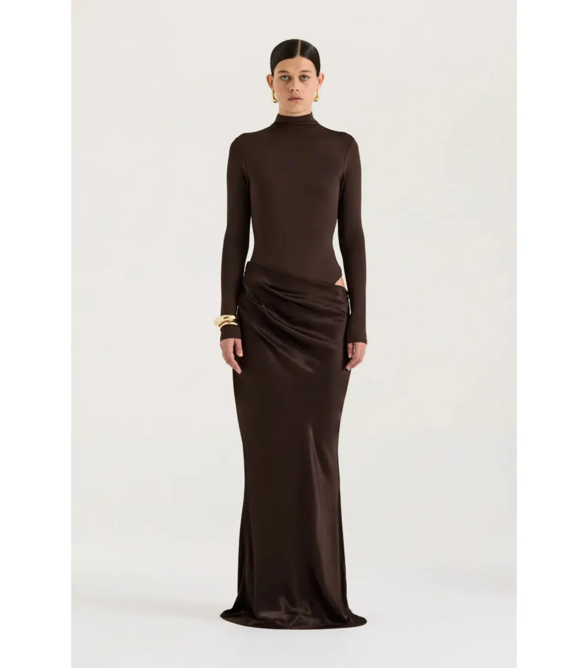 Henne Soraia Long Sleeve Maxi Dress Chocolate Size S / AU 8 - Image 1