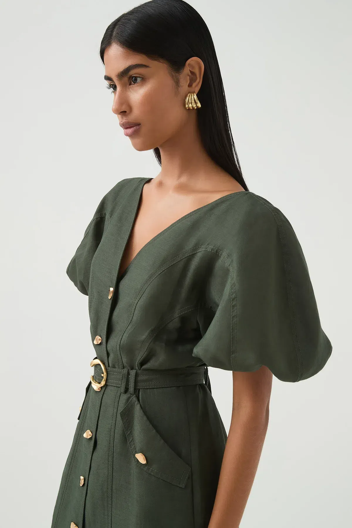Aje Paloma Utility Midi Dress Midnight Green Size AU 10 - Image 4