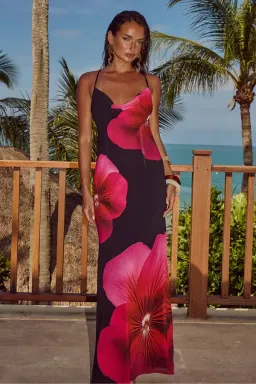 Runaway The Label Bridgette Maxi Dress Pink Flower Size 12  for rent on The Volte - image 1