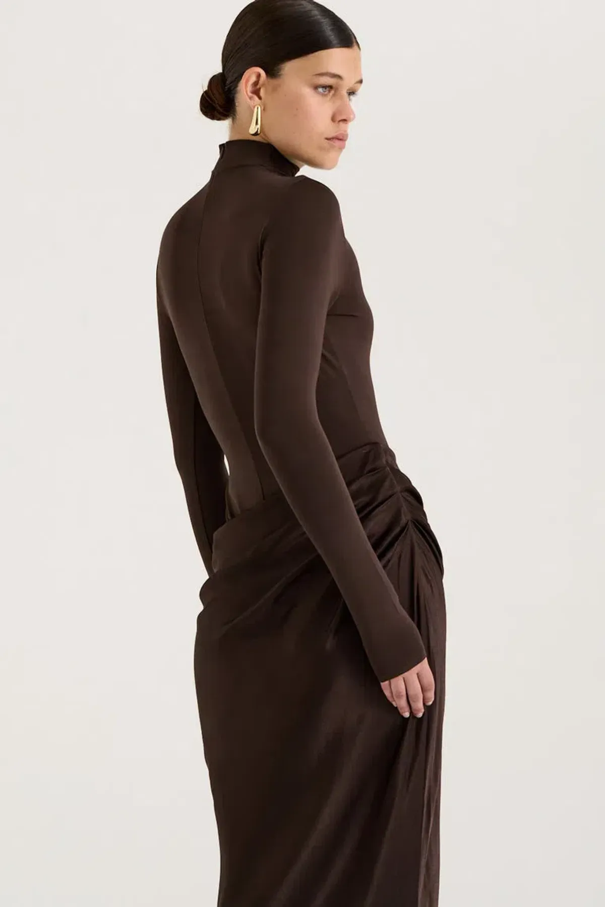 Henne Soraia Long Sleeve Maxi Dress Chocolate Size 8 - Image 5