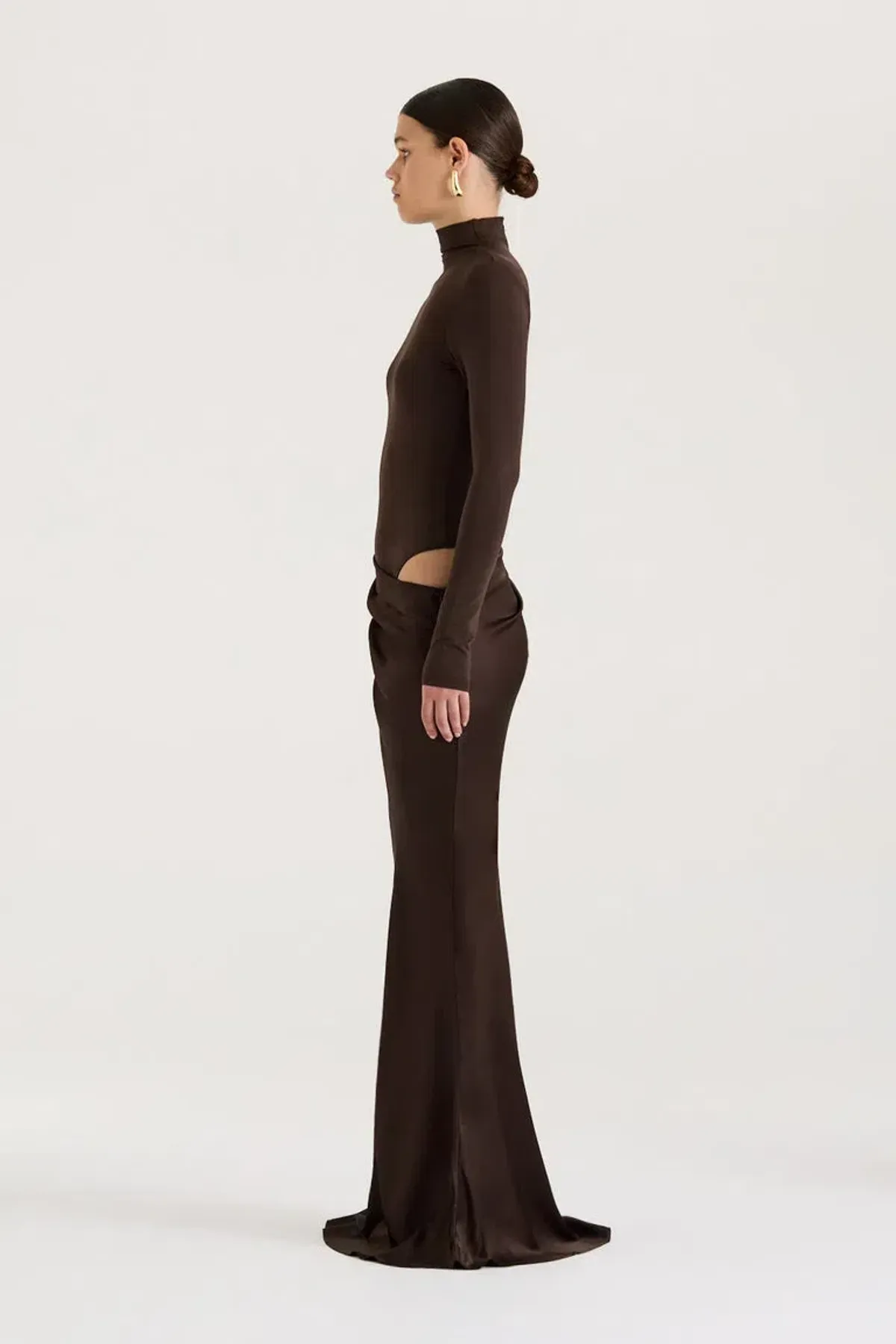 Henne Soraia Long Sleeve Maxi Dress Chocolate Size 8 - Image 4