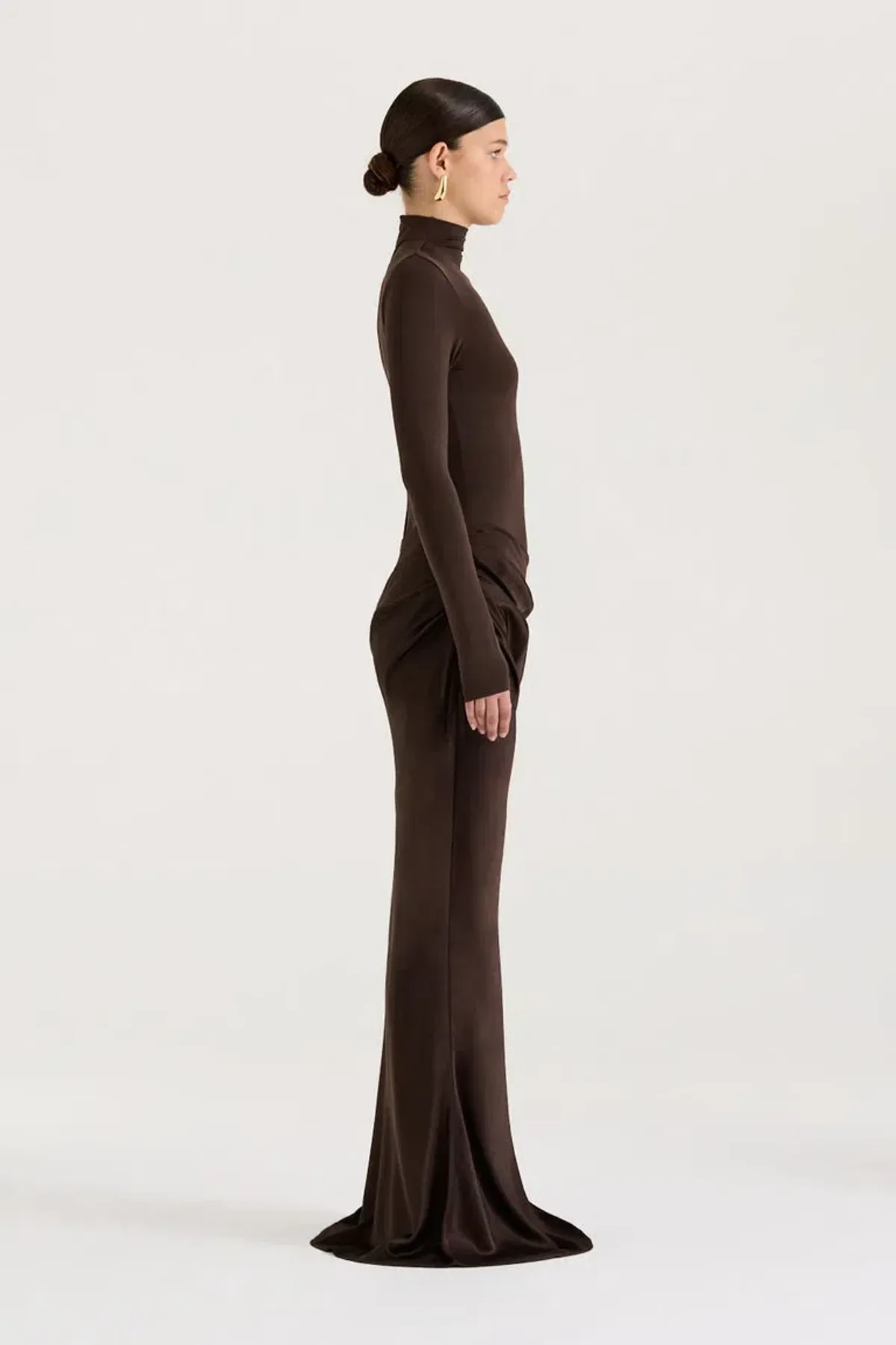 Henne Soraia Long Sleeve Maxi Dress Chocolate Size 8 - Image 3
