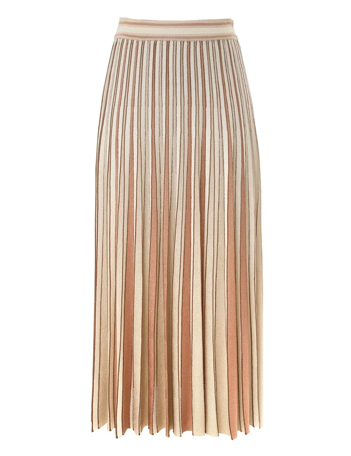 Zimmermann Crush Halter Neck Top in Cream Size 1/AU 10 and Metallic Stripe Skirt in Multi Size 2/AU 12 Set  - Image 2