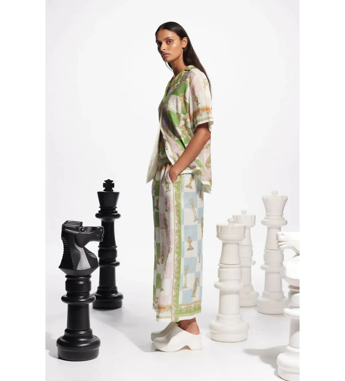 Alemais Checkmate Linen Top & Pants Set Print Size 10 - Image 4