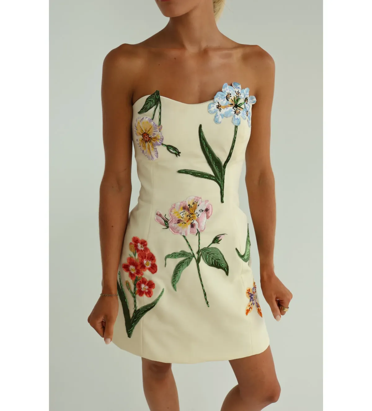Leo Lin Rosario Velvet Mini Dress Botanical Snow Print Size 10 - Image 2