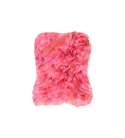 Aje Charmed Rosette Ruffle Bustier with Valeria Asymmetrical Midi Skirt in Misty Rose Size 6 for rent on The Volte - image 4