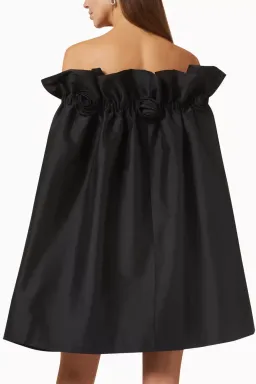 Bernadette Tilly Strapless Appliquéd Taffeta Mini Dress in Black Size 10 for rent on The Volte - image 3