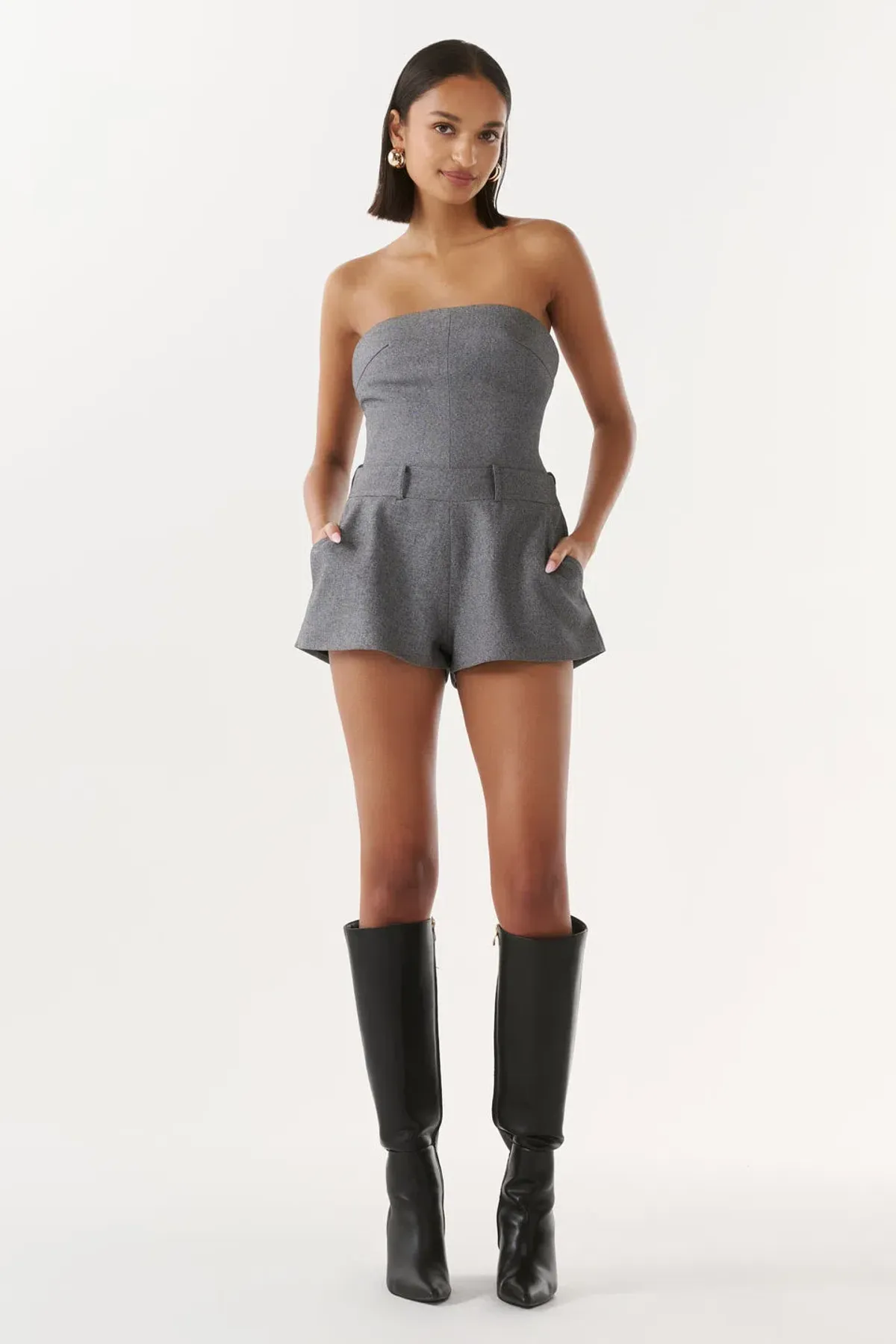Justin Tong Kodie Bustier and Shorts Set Grey Size 10 - Image 2