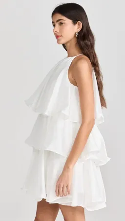 Aje Claudia Halterneck Tiered Mini Dress in White Size 8 for rent on The Volte - image 4
