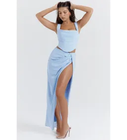 House of CB Vesper Soft Blue Maxi Skirt and Top Size 8 for rent on The Volte - image 2