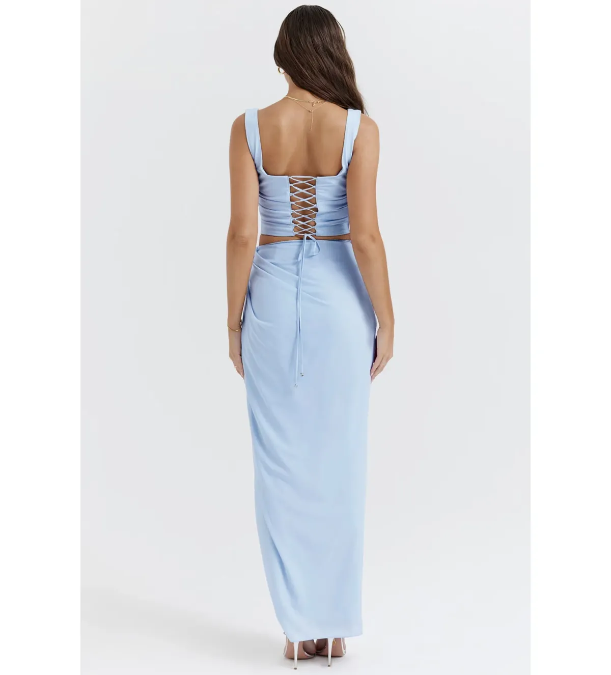 House of CB Vesper Soft Blue Maxi Skirt and Top Size 8 - Image 3