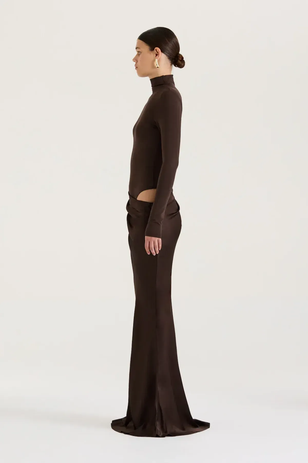 HENNE Soraia Long Sleeve Dress Chocolate Brown Size S / AU 8 - Image 5