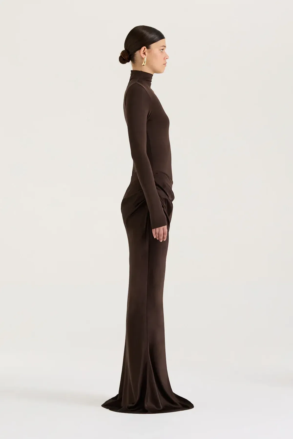 HENNE Soraia Long Sleeve Dress Chocolate Brown Size S / AU 8 - Image 4