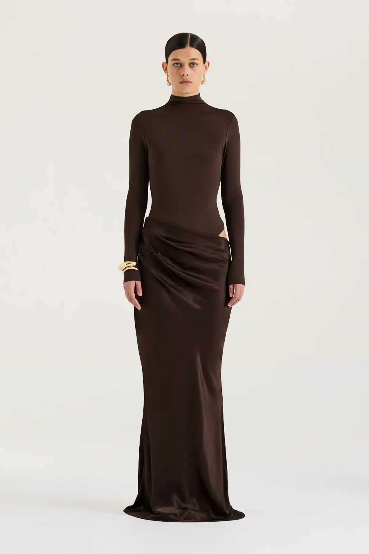 HENNE Soraia Long Sleeve Dress Chocolate Brown Size S / AU 8 - Image 1