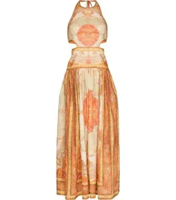Zimmermann Anneke Cut Out Midi Dress Orange Paisley Print Size 1 / AU 10 for rent on The Volte - image 3