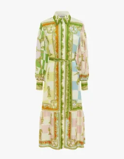 Alemais Checkmate Silk Shirtdress Maxi Dress Multi Print Size 14  for rent on The Volte - image 6