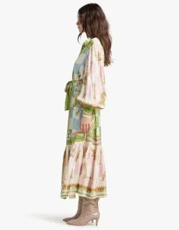 Alemais Checkmate Silk Shirtdress Maxi Dress Multi Print Size 14  for rent on The Volte - image 4