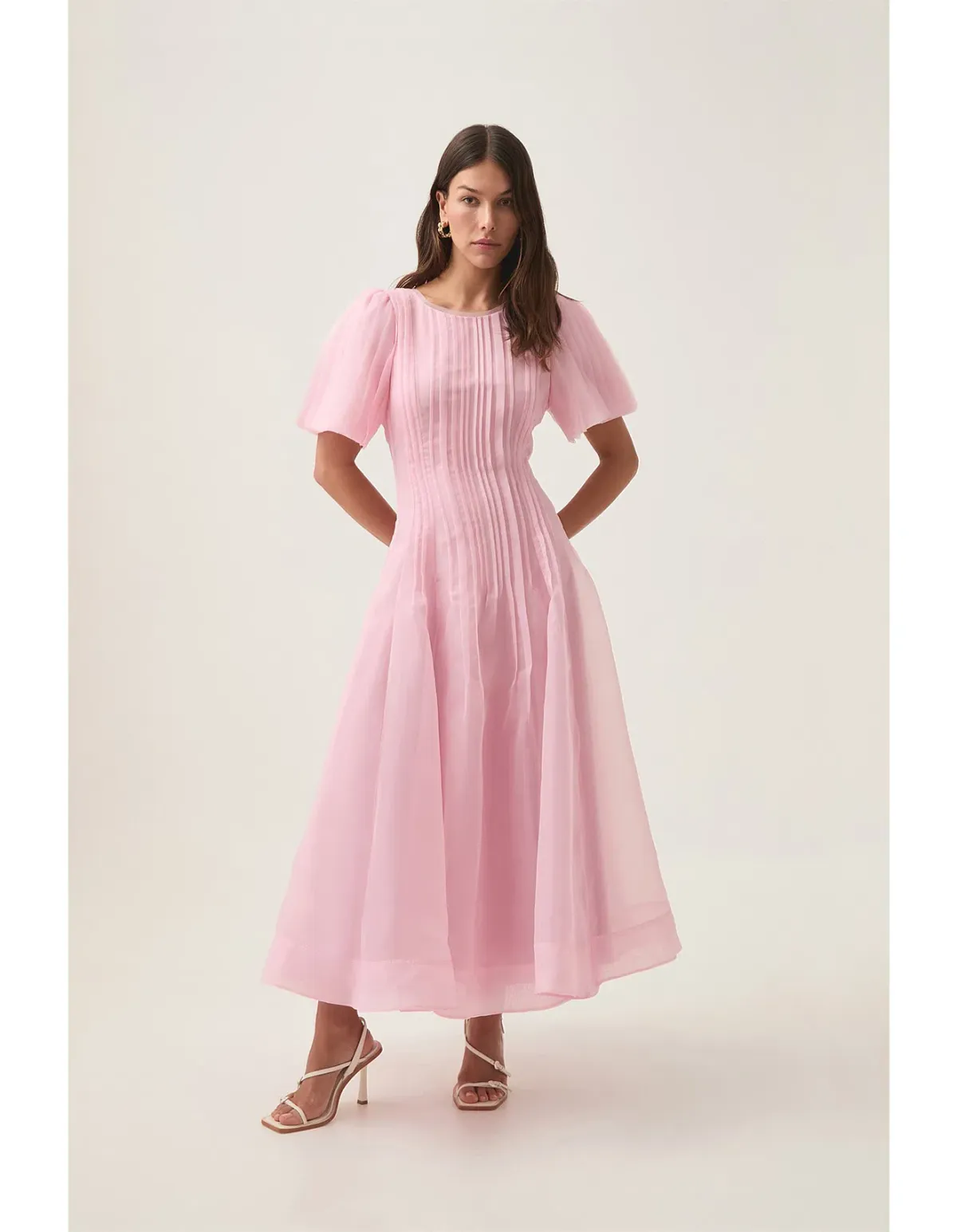AJE Nova Pleated Midi Dress Pink Size AU 16  - Image 1