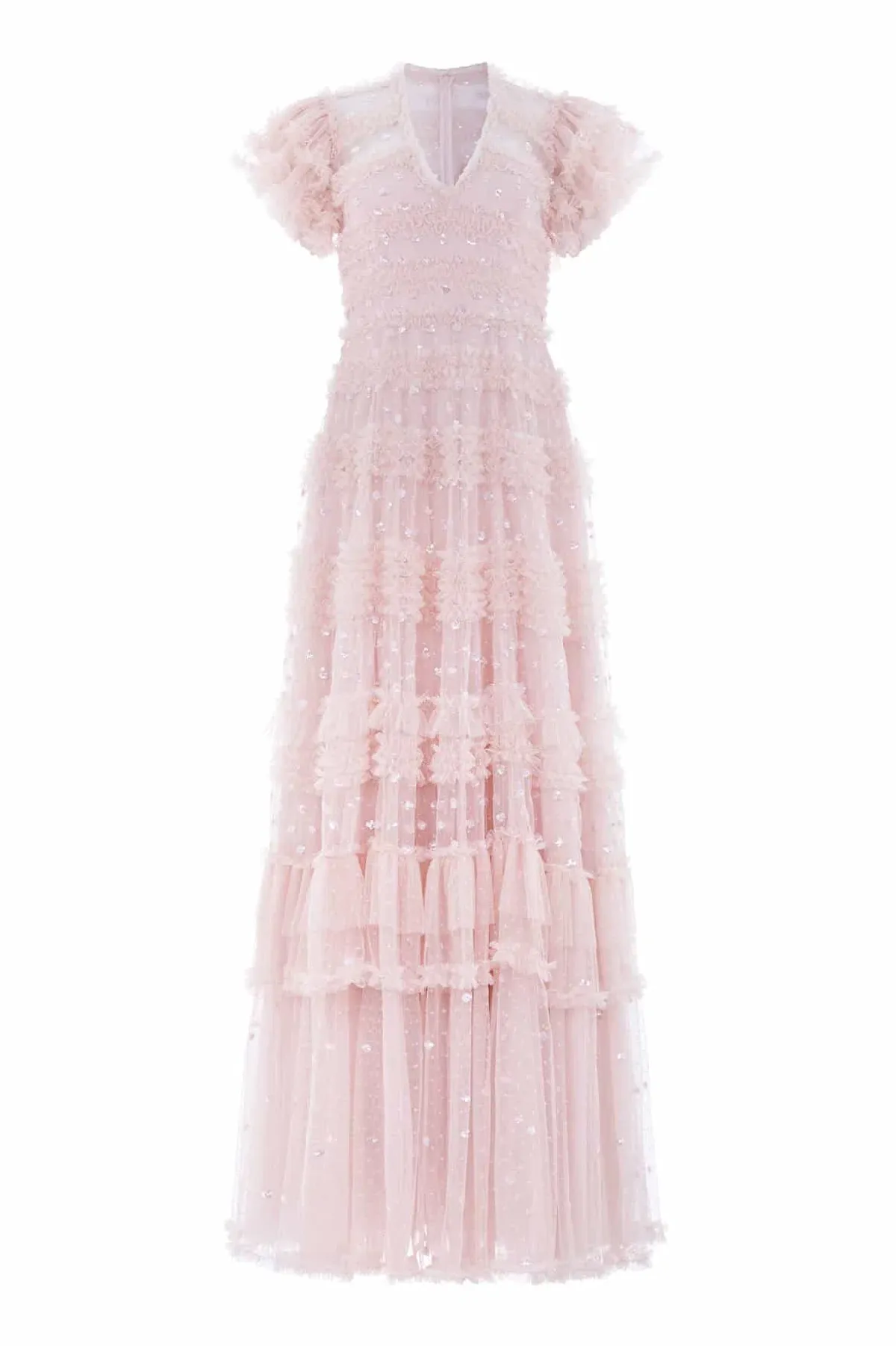 NEEDLE AND THREAD PINK V-NECK GOWN SIZE UK 14 ALTERED TO AU SIZE 10-12 - Image 3