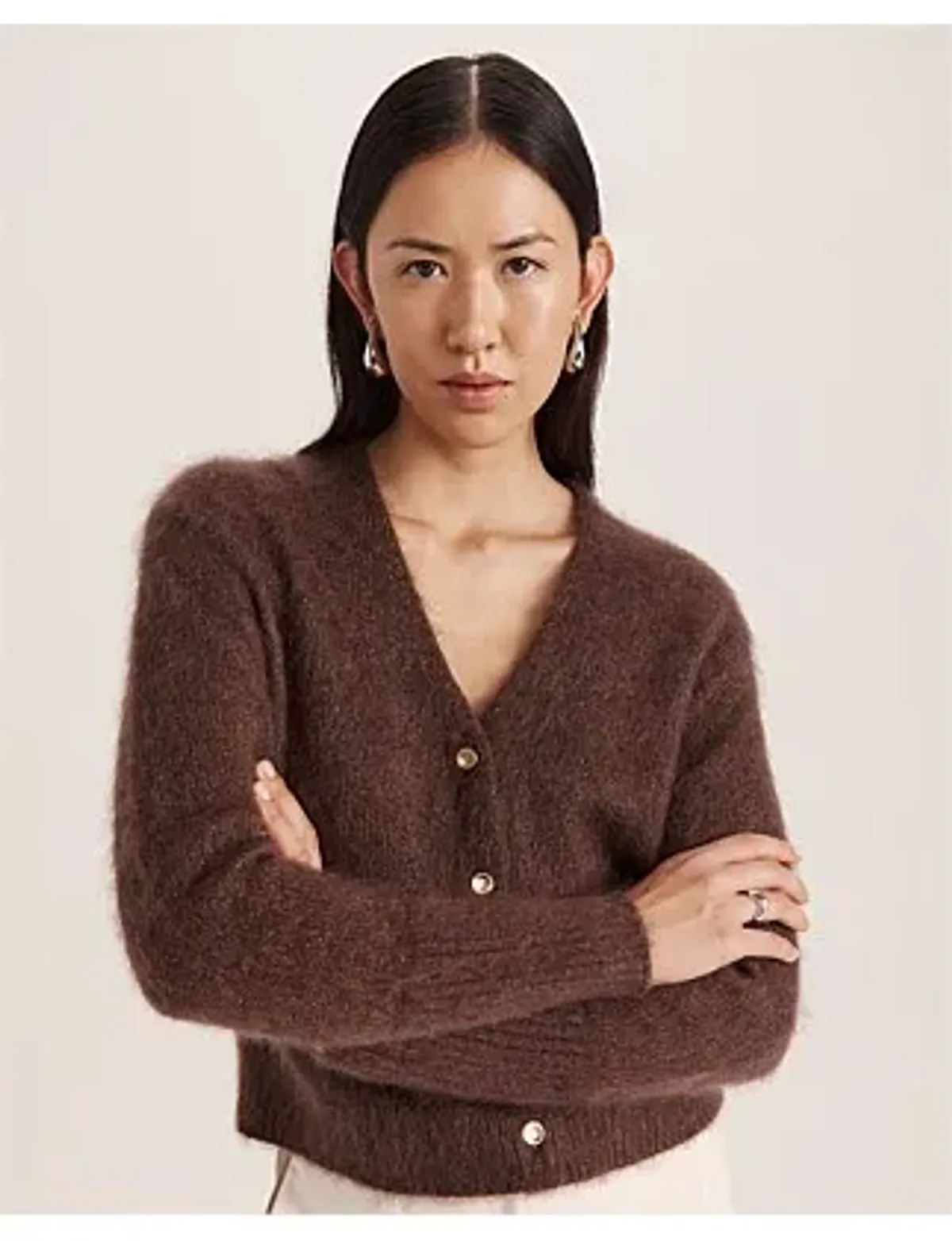 Saba Maisy Mohair Long Sleeve Cardi Choco Brown 12/M - Image 1