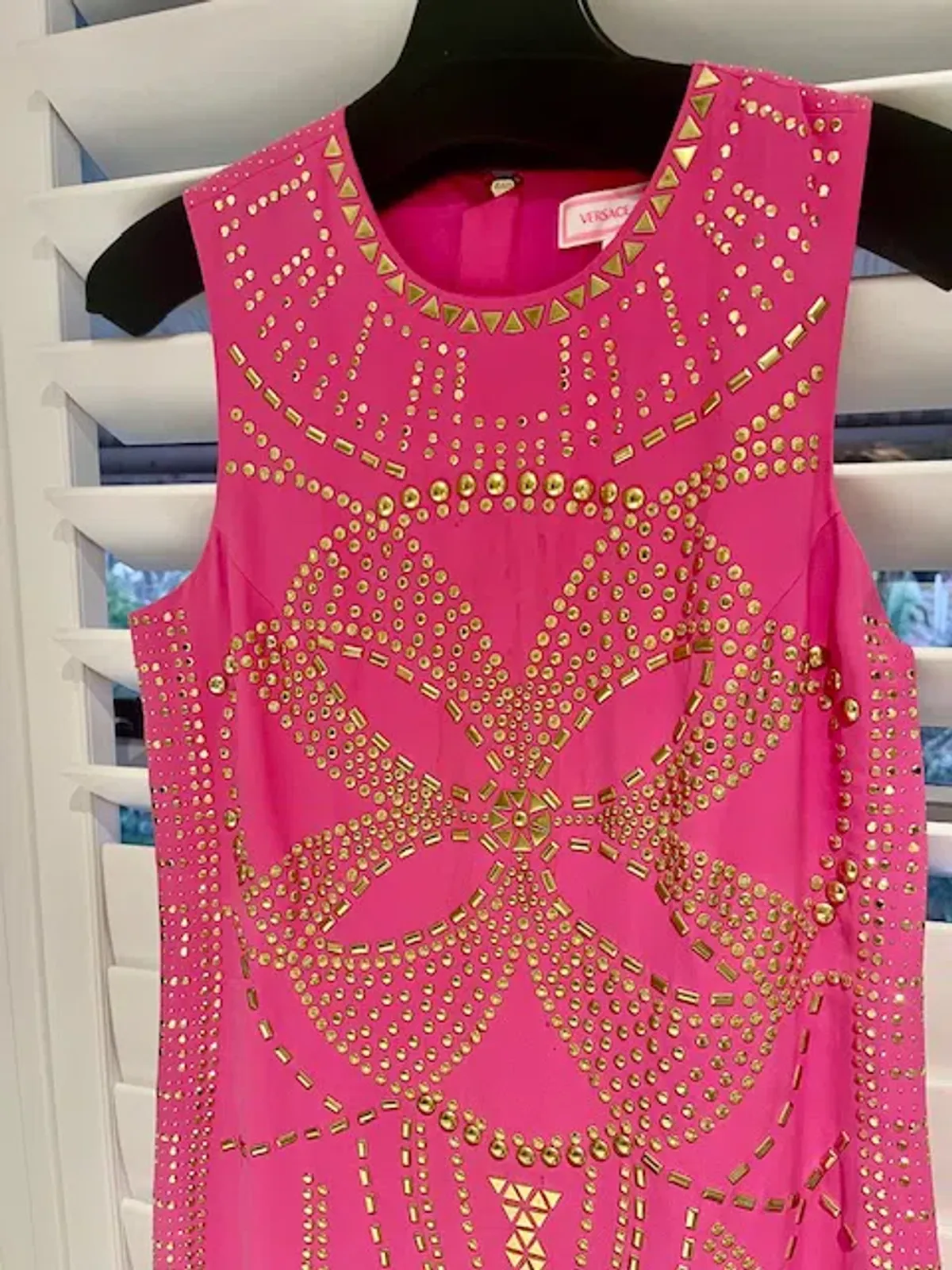 Versace H&M Party Pink Gold Mini Sild Dress Size 8 - Image 7