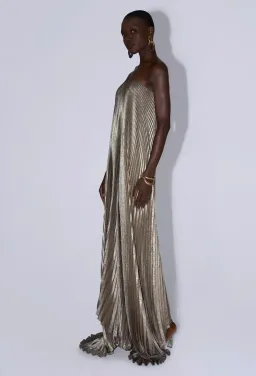 L'Idee Black Tie Gown in Gold Shimmer Size 12 for rent on The Volte - image 3