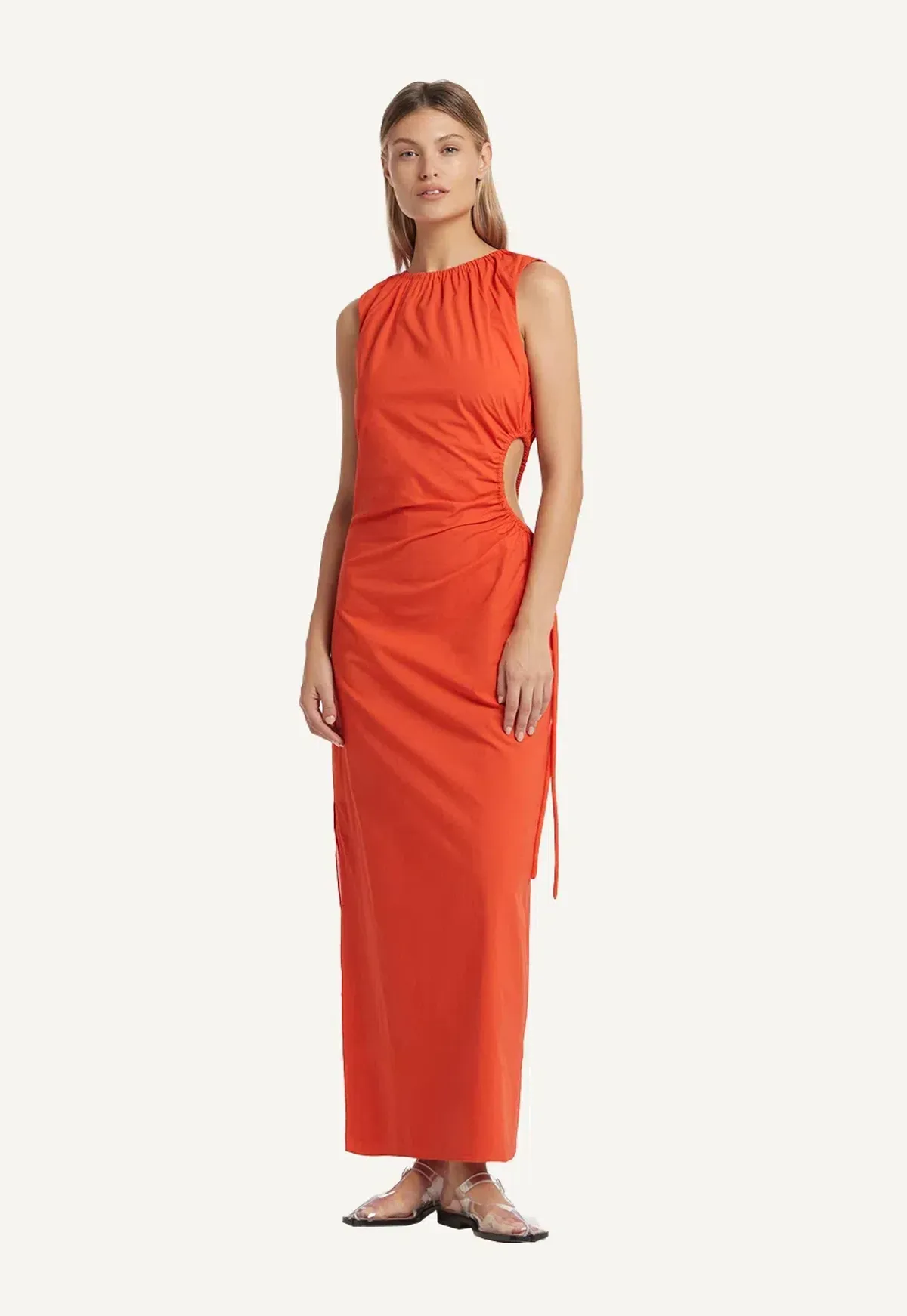 Sir the Label Anya Dress Midi Mandarin Red Size 8 - Image 1