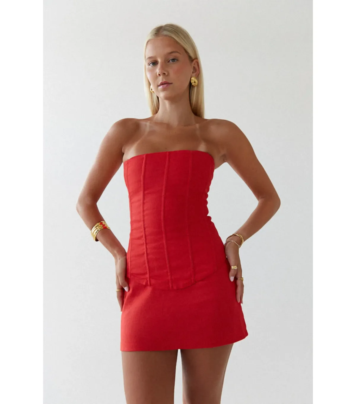 HNTR the label Aurora Corset and Aura Mini Skirt Set in Red Size AU 8 - Image 3