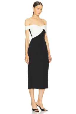 Rachel Gilbert Delila Midi Dress in Black/White Size 2 / AU 10 / M for rent on The Volte - image 2