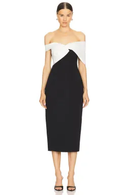 Rachel Gilbert Delila Midi Dress in Black/White Size 2 / AU 10 / M for rent on The Volte - image 1