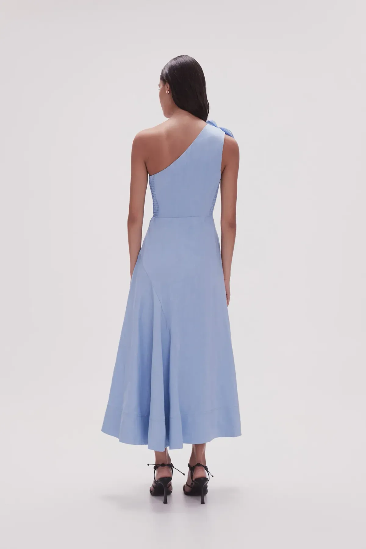 Aje Adelia Ruffle Midi Dress Light Sky Blue Size AU 10 - Image 4