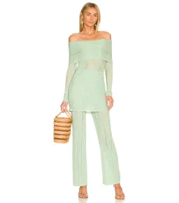 Cult Gaia Lotus Knit Top S / AU 8 and Laurel Knit Pant Size M / AU 10 Set in Aloe  for rent on The Volte - image 1