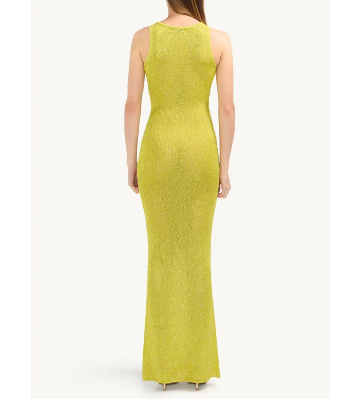 Asta Resort Natalia Maxi Dress in Chartreuse Sequin Size AU 6 - Image 5