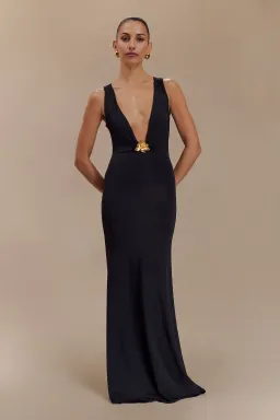MESHKI Beck Plunge Maxi Dress Black Size 8 for rent on The Volte - image 1