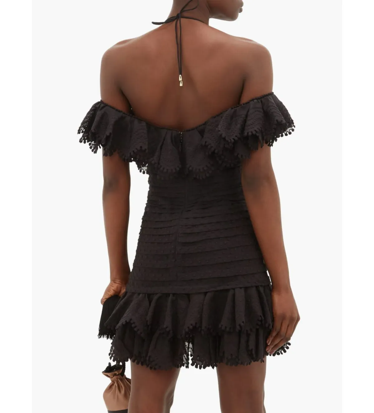 Zimmerman Super Eight Ruffled Pintucked Mini Dress Black Size 0 AU 8 - Image 3